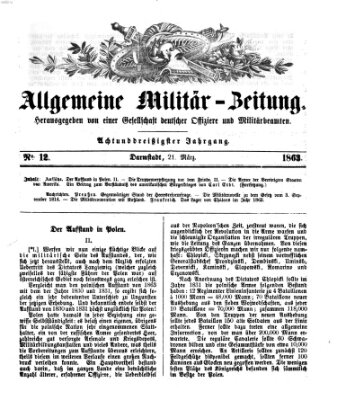 Allgemeine Militär-Zeitung Samstag 21. März 1863