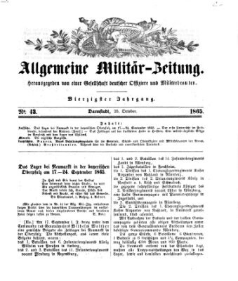 Allgemeine Militär-Zeitung Mittwoch 25. Oktober 1865