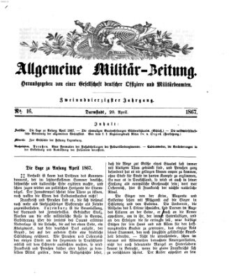 Allgemeine Militär-Zeitung Samstag 20. April 1867