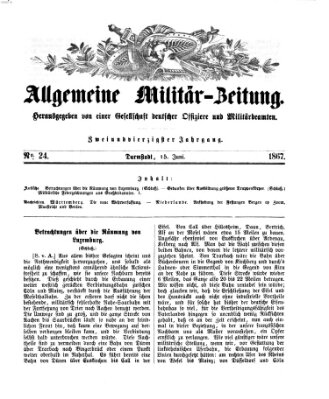 Allgemeine Militär-Zeitung Samstag 15. Juni 1867