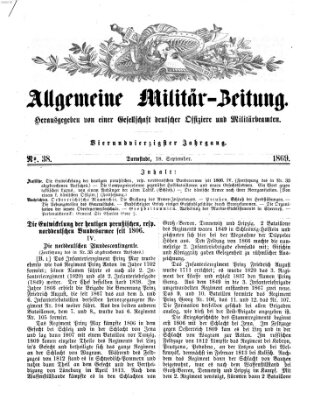 Allgemeine Militär-Zeitung Samstag 18. September 1869