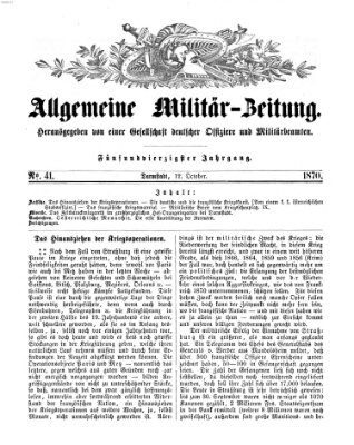 Allgemeine Militär-Zeitung Mittwoch 12. Oktober 1870