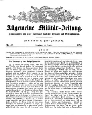Allgemeine Militär-Zeitung Mittwoch 19. Oktober 1870
