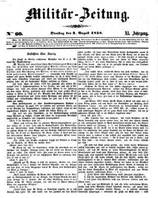 Militär-Zeitung Dienstag 3. August 1858