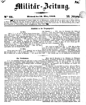 Militär-Zeitung Mittwoch 16. März 1859
