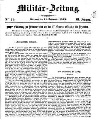 Militär-Zeitung Mittwoch 21. September 1859