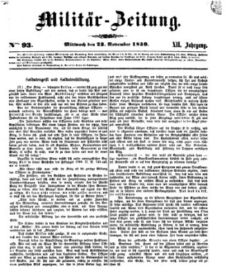 Militär-Zeitung Mittwoch 23. November 1859