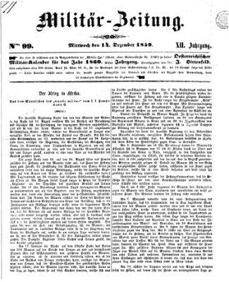 Militär-Zeitung Mittwoch 14. Dezember 1859