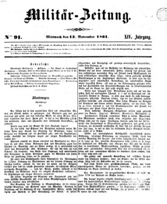 Militär-Zeitung Mittwoch 13. November 1861