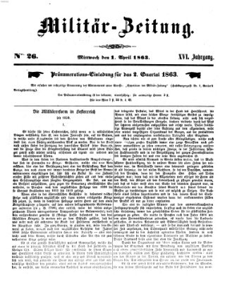 Militär-Zeitung Mittwoch 1. April 1863