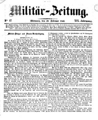 Militär-Zeitung Mittwoch 28. Februar 1866