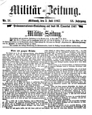 Militär-Zeitung Mittwoch 3. Juli 1867