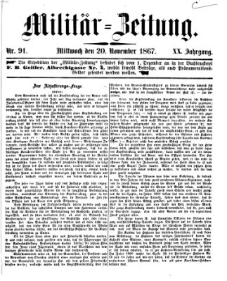Militär-Zeitung Mittwoch 20. November 1867