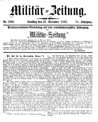 Militär-Zeitung Samstag 21. Dezember 1867