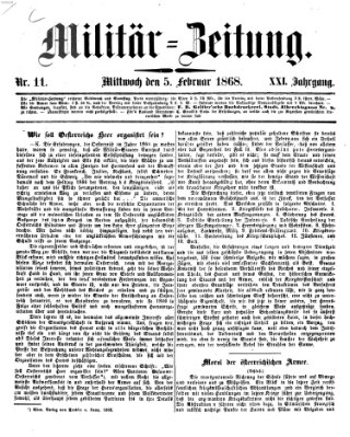 Militär-Zeitung Mittwoch 5. Februar 1868