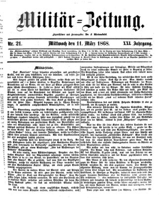 Militär-Zeitung Mittwoch 11. März 1868