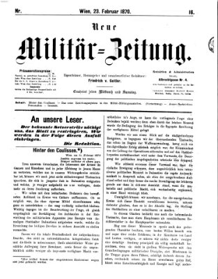 Neue Militär-Zeitung (Militär-Zeitung) Mittwoch 23. Februar 1870