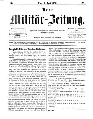 Neue Militär-Zeitung (Militär-Zeitung) Samstag 2. April 1870