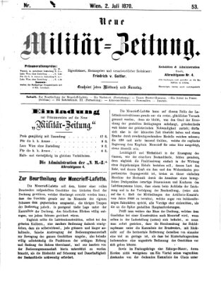 Neue Militär-Zeitung (Militär-Zeitung) Samstag 2. Juli 1870