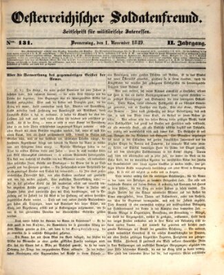Oesterreichischer Soldatenfreund (Militär-Zeitung) Donnerstag 1. November 1849