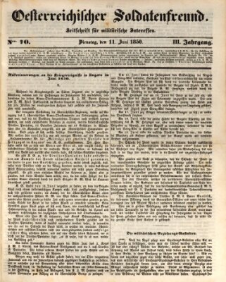 Oesterreichischer Soldatenfreund (Militär-Zeitung) Dienstag 11. Juni 1850