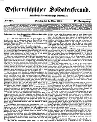 Oesterreichischer Soldatenfreund (Militär-Zeitung) Dienstag 4. März 1851