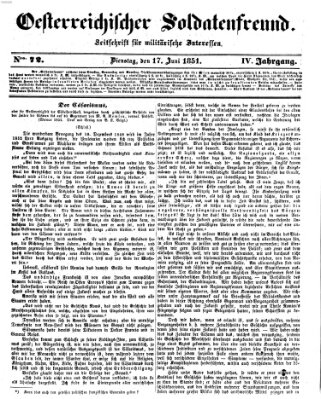 Oesterreichischer Soldatenfreund (Militär-Zeitung) Dienstag 17. Juni 1851