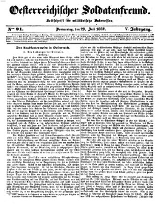Oesterreichischer Soldatenfreund (Militär-Zeitung) Donnerstag 29. Juli 1852