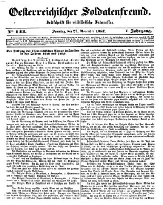 Oesterreichischer Soldatenfreund (Militär-Zeitung) Samstag 27. November 1852