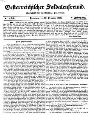 Oesterreichischer Soldatenfreund (Militär-Zeitung) Donnerstag 30. Dezember 1852