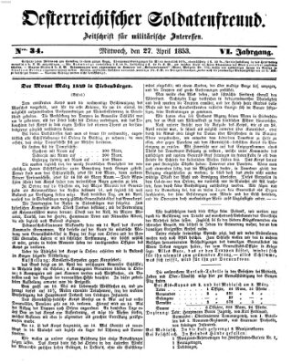 Oesterreichischer Soldatenfreund (Militär-Zeitung) Mittwoch 27. April 1853