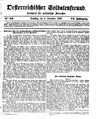 Oesterreichischer Soldatenfreund (Militär-Zeitung) Samstag 5. November 1853