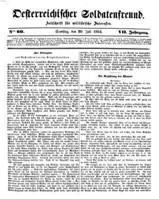 Oesterreichischer Soldatenfreund (Militär-Zeitung) Samstag 29. Juli 1854
