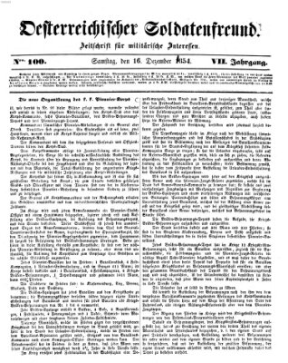 Oesterreichischer Soldatenfreund (Militär-Zeitung) Samstag 16. Dezember 1854