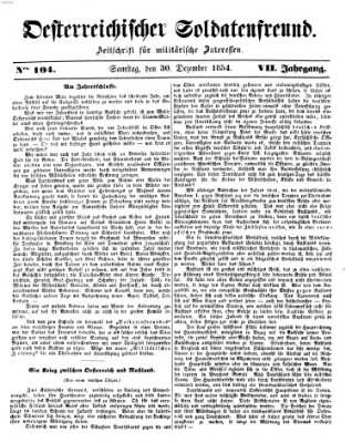Oesterreichischer Soldatenfreund (Militär-Zeitung) Samstag 30. Dezember 1854
