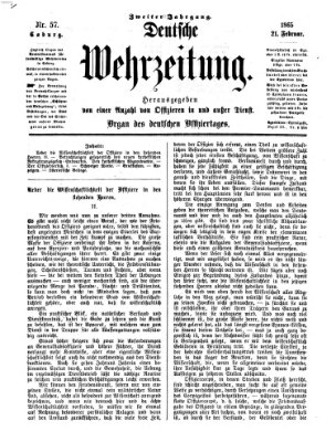Deutsche Wehrzeitung (Allgemeine deutsche Arbeiter-Zeitung) Dienstag 21. Februar 1865