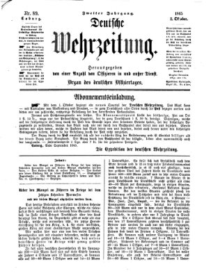 Deutsche Wehrzeitung (Allgemeine deutsche Arbeiter-Zeitung) Dienstag 3. Oktober 1865