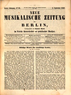 Neue Berliner Musikzeitung Mittwoch 1. September 1847