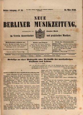 Neue Berliner Musikzeitung Mittwoch 14. März 1849