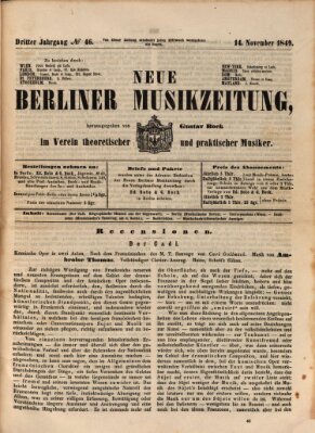 Neue Berliner Musikzeitung Mittwoch 14. November 1849