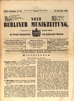 Neue Berliner Musikzeitung Mittwoch 12. Dezember 1849