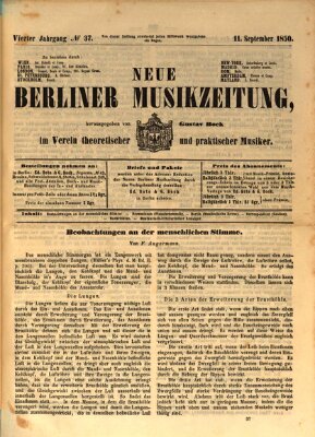 Neue Berliner Musikzeitung Mittwoch 11. September 1850