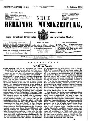 Neue Berliner Musikzeitung Mittwoch 5. Oktober 1853