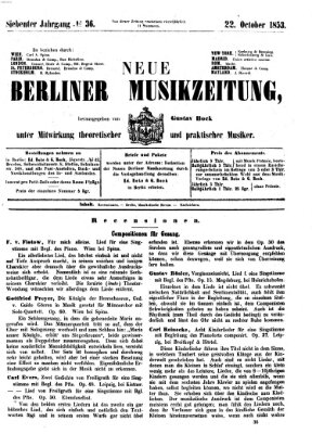 Neue Berliner Musikzeitung Samstag 22. Oktober 1853