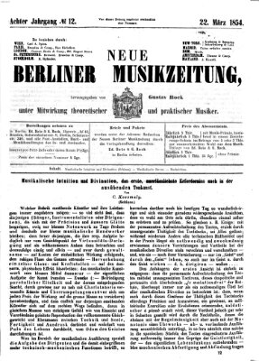 Neue Berliner Musikzeitung Mittwoch 22. März 1854