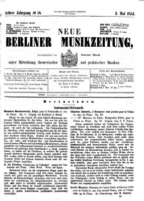 Neue Berliner Musikzeitung Mittwoch 3. Mai 1854