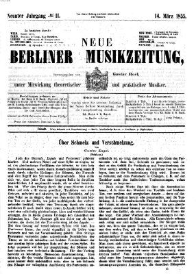 Neue Berliner Musikzeitung Mittwoch 14. März 1855
