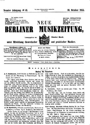 Neue Berliner Musikzeitung Mittwoch 10. Oktober 1855
