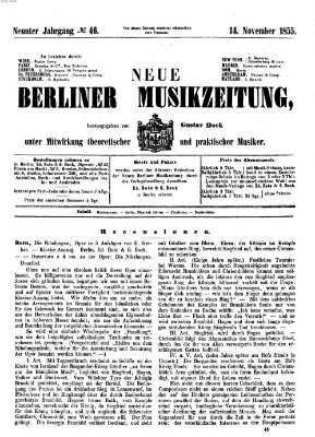 Neue Berliner Musikzeitung Mittwoch 14. November 1855