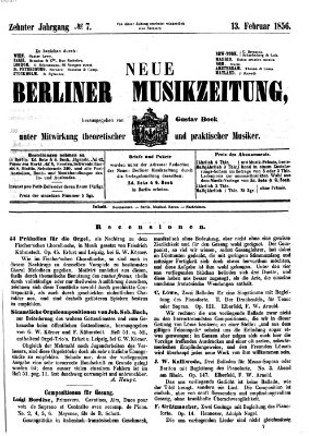 Neue Berliner Musikzeitung Mittwoch 13. Februar 1856